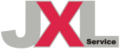 Logotyp med bokstäverna "JXL" i djärva röda och grå färger, med ordet "Service" i svart text i det nedre högra hörnet.